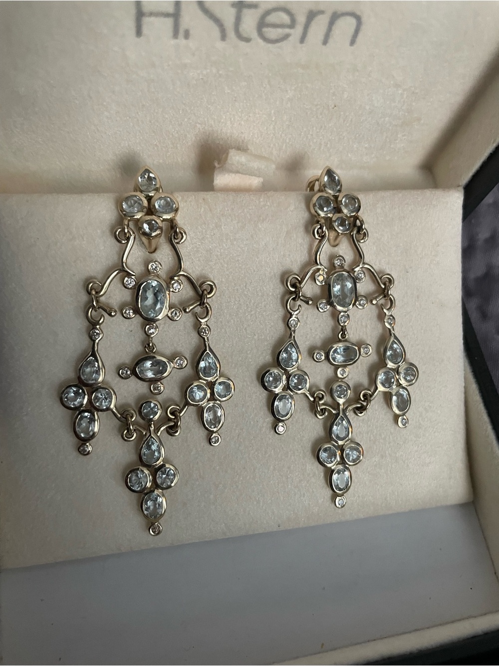 H Stern 18k Blue aquamarine and diamond Chandelier Earrings